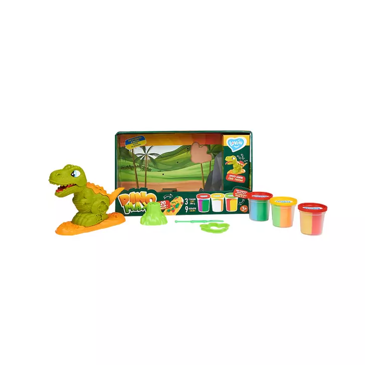 Set plastilina, accesorii si jucarie pentru modelaj Lovin - Dino Max