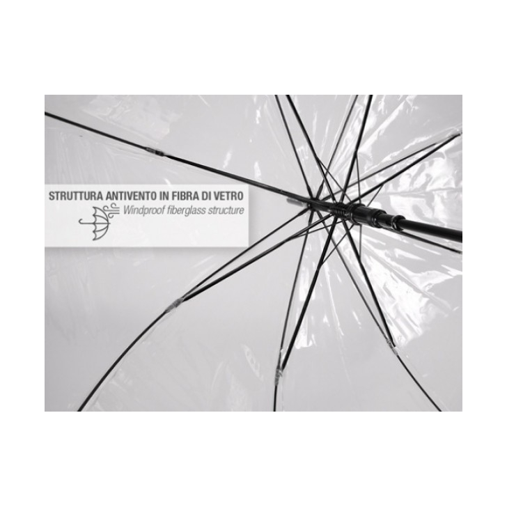 Umbrela dama automata Perletti forma cupola cu margine neagra