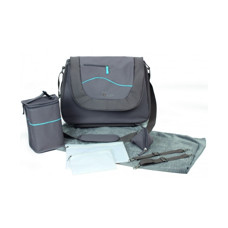 Geanta multifunctionala cu accesorii incluse BO Jungle pentru bebelusi gri
