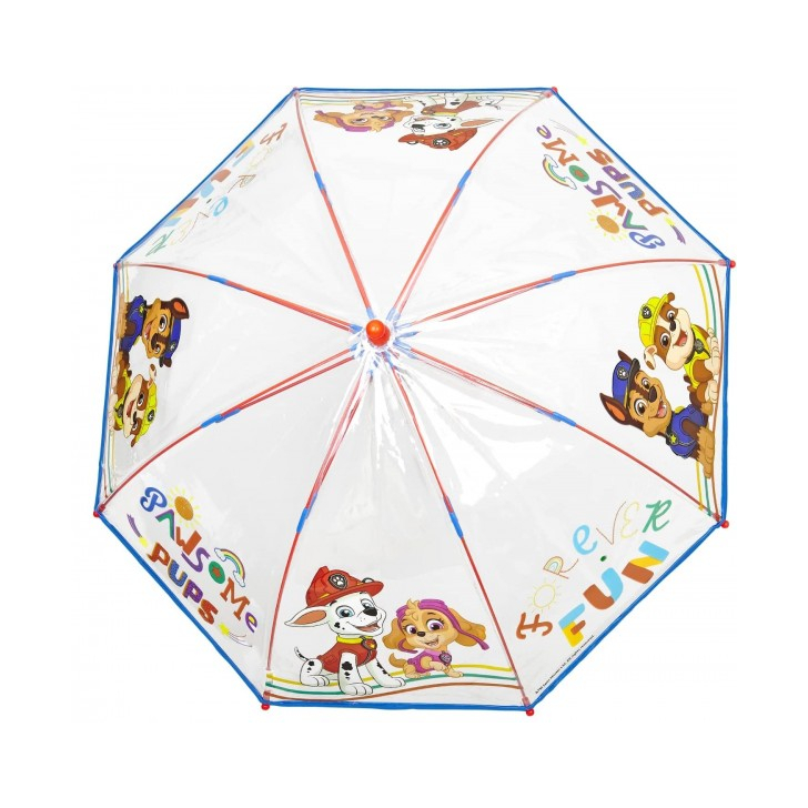 Umbrela Perletti Paw Patrol automata rezistenta la vant transparenta 42 cm
