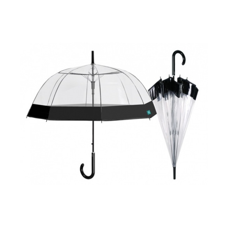 Umbrela dama automata Perletti forma cupola cu margine neagra
