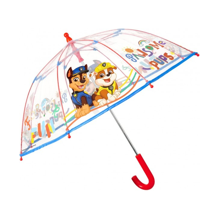 Umbrela Perletti Paw Patrol automata rezistenta la vant transparenta 42 cm