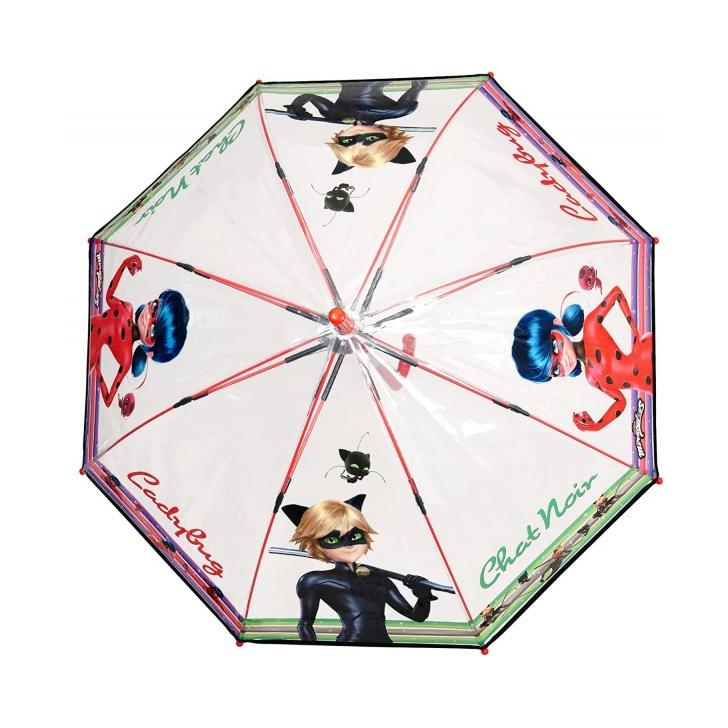 Umbrela Perletti Lady Bug automata rezistenta la vant transparenta 45 cm