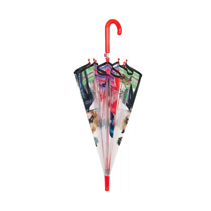 Umbrela Perletti Lady Bug automata rezistenta la vant transparenta 45 cm