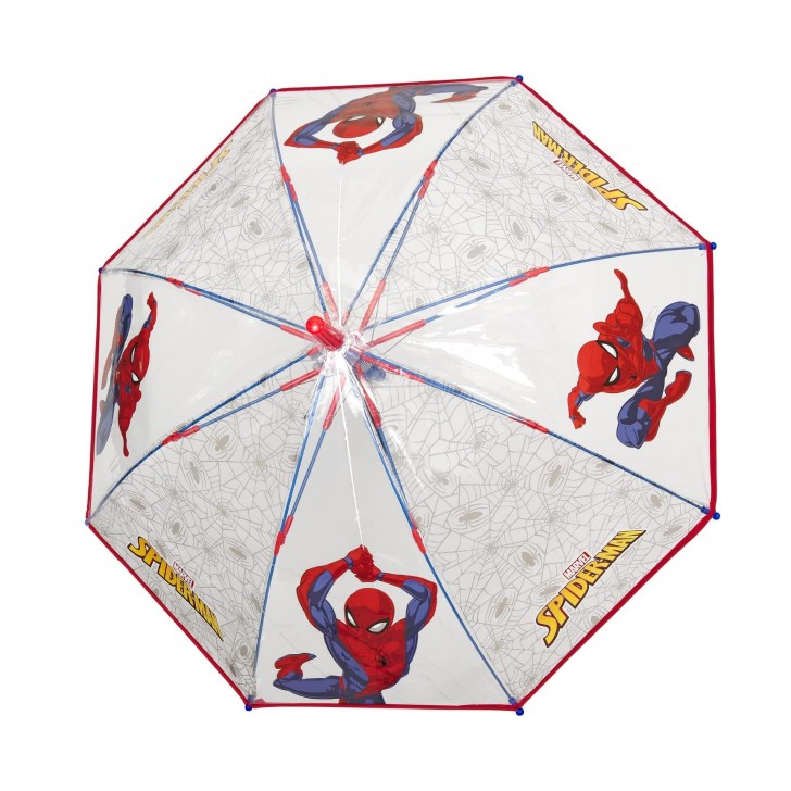 Umbrela Perletti Spiderman automata rezistenta la vant transparenta 45 cm