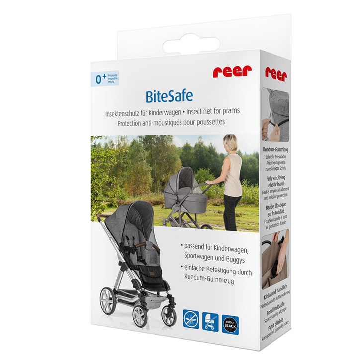 Plasa de insecte pentru carucior bebelusi, protectie tantari, 0+ luni, neagra, Reer BiteSafe black 87021