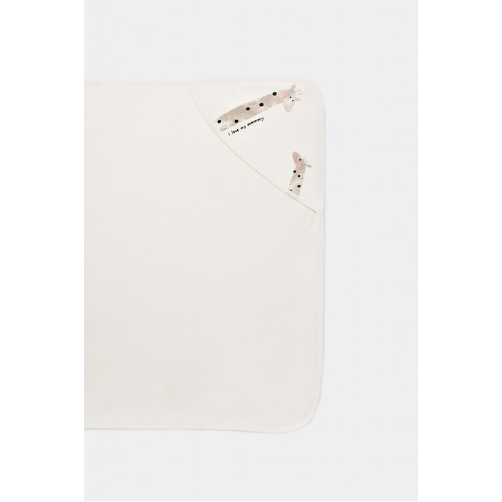 Paturica din bumbac organic Girafe, BabyCosy, Ecru, 85X85 cm