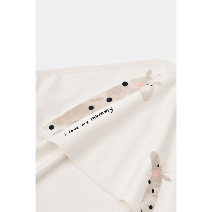 Paturica din bumbac organic Girafe, BabyCosy, Ecru, 85X85 cm