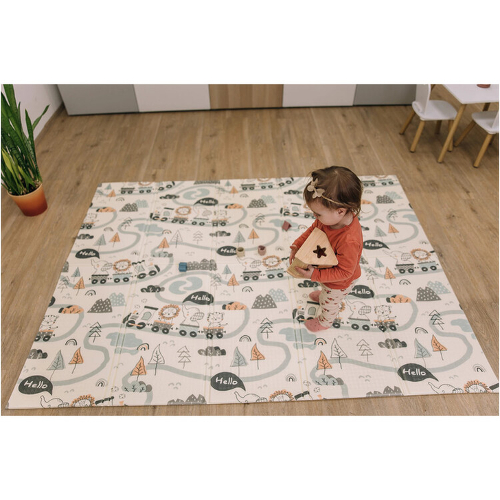 Covoras de joaca Magic Road, Cu doua fete, Pliabil, Protectie impotriva loviturilor, Dimensiune mare, 200 x 150 cm, Cu Imprimeu pe ambele parti, Potrivit pentru utlizare atat in interior, cat si in exterior, FreeON