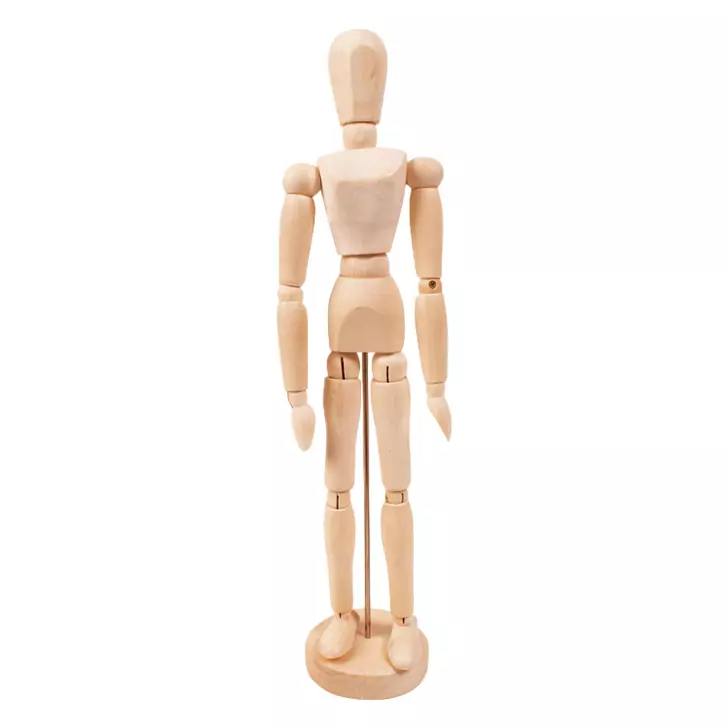 Figurina corp uman cu articulatii mobile, pe suport vertical, pentru pictura, desen