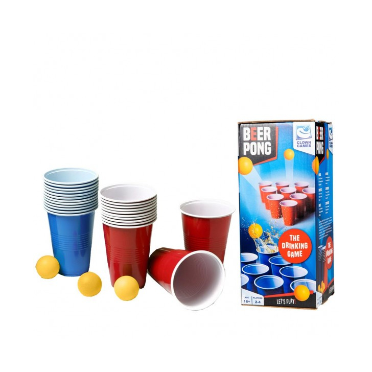 Joc Ping Pong cu bere Clown Games cu 20 pahare si 6 mingi