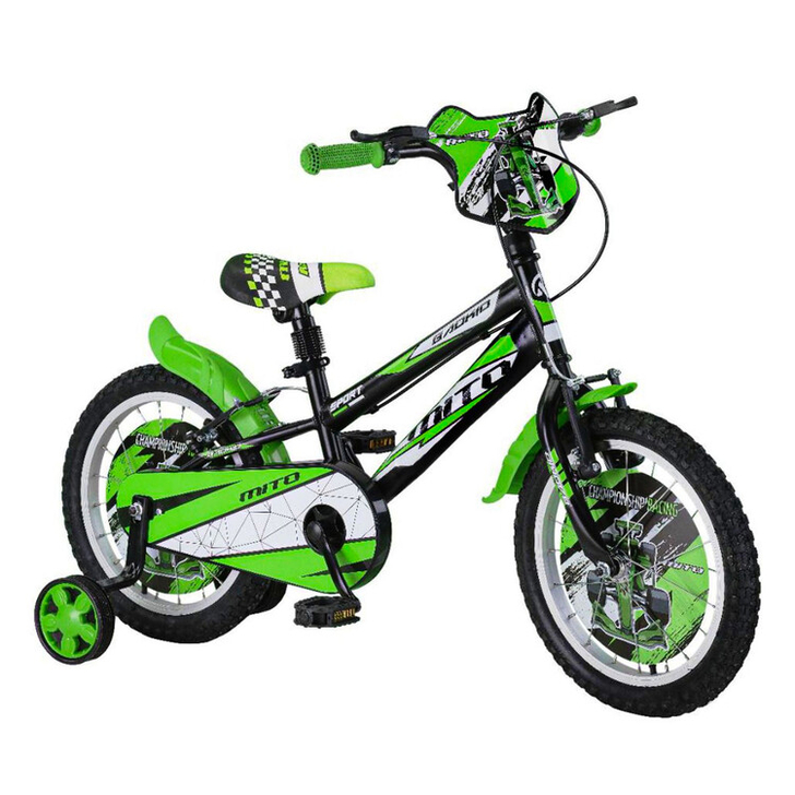 Bicicleta copii MITO BadKid, roti 16", Negru-Verde, 4-6 ani