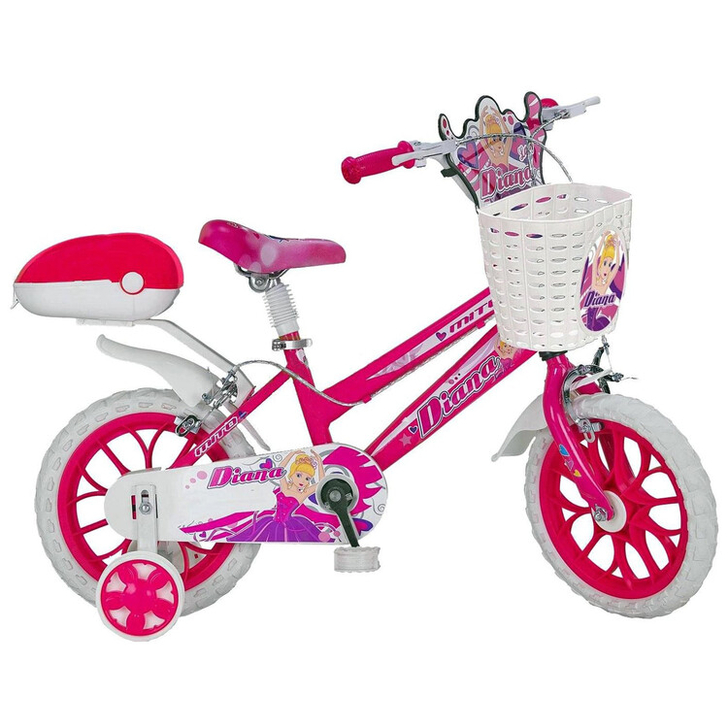Bicicleta copii MITO Diana, roti 15 , roz alb, 4-6 ani