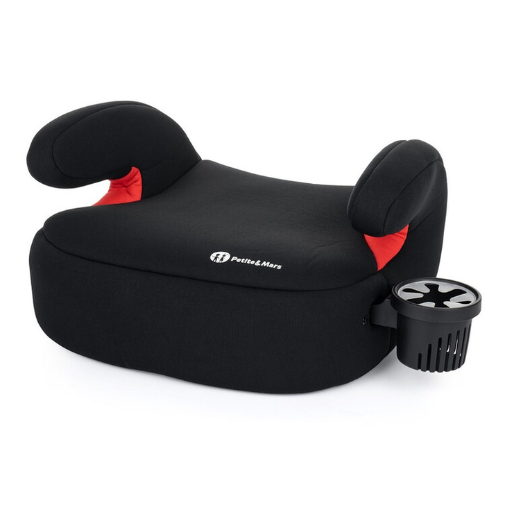 Petite&Mars - Inaltator auto Optimus, Cu suport de pahar si cotiere, Husa detasabila, 22-36 kg, 6 ani+, Conform cu standardul europeane de securitate ECE R144, Negru