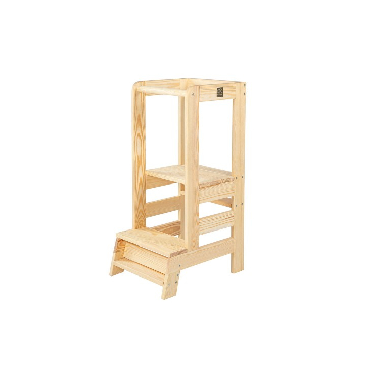 Inaltator Learning Tower Ajustabil, Ajutor de bucatarie MeowBaby  , lemn natur