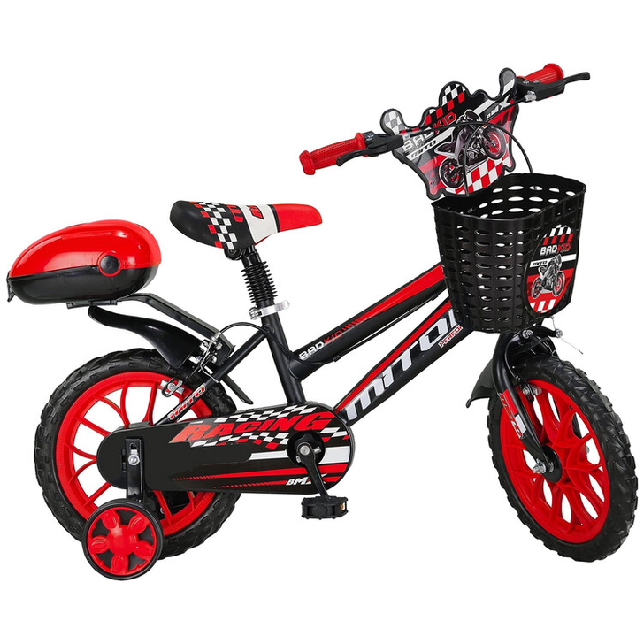 Bicicleta copii MITO BadKid, roti 15 , negru rosu, 4-6 ani