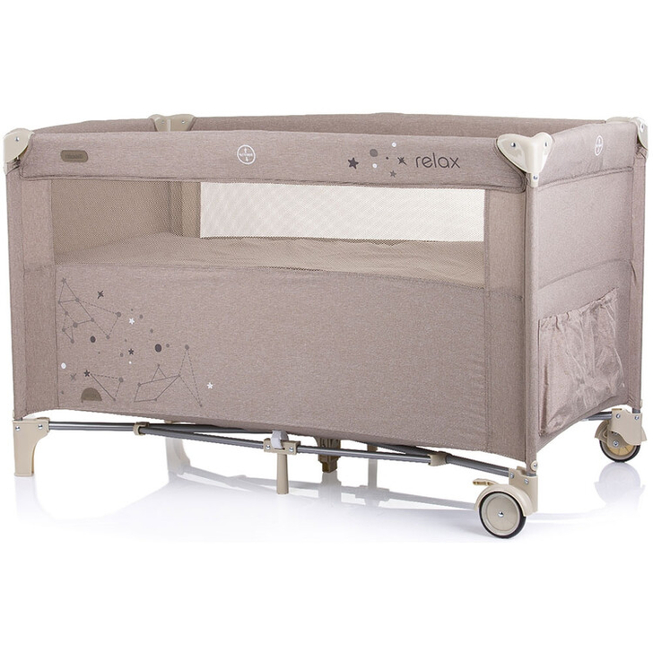 Patut pliabil Chipolino Relax sand linen cu laterala culisanta