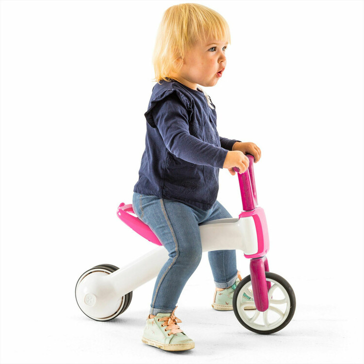 Tricicleta transformabila in bicicleta fara pedale Bunzi, 2 in 1, Transformabila foarte usor, Cu sa reglabila, Cu mic compartiment in sa, 1.9 Kg, Pentru 1 - 3 ani, Chillafish, Pink