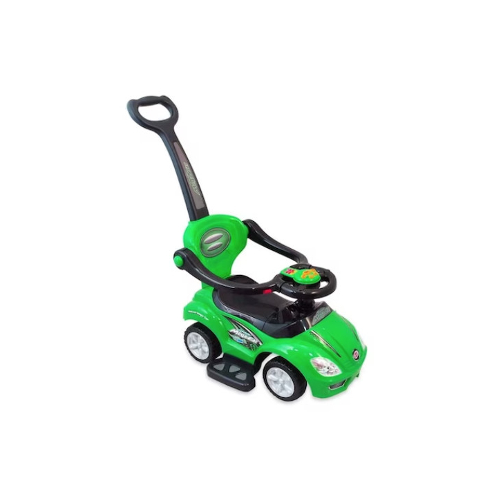 Masinuta premergator 3 in 1, cu maner parental, Mega Car, verde