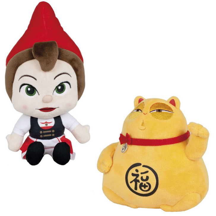 Set 2 jucarii din plus Juliete 28 cm & Lucky Cat 21 cm, Sherlock Gnomes