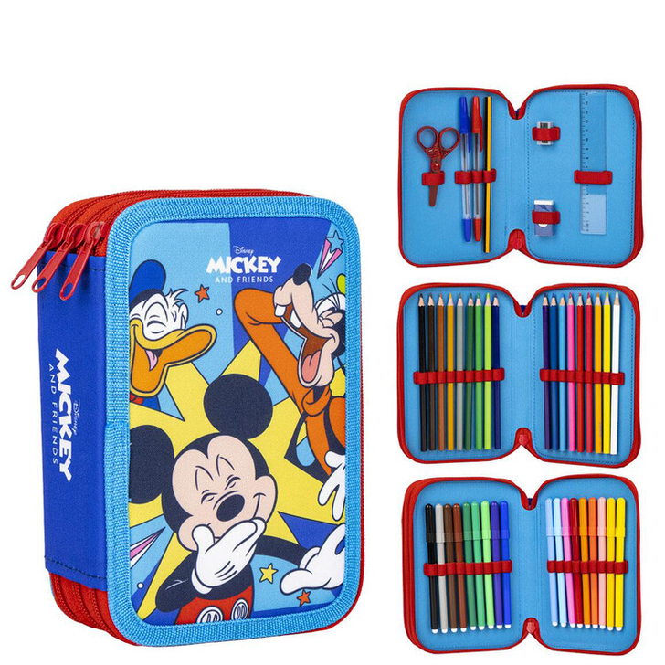 Penar echipat Mickey Mouse & Friends cu 3 compartimente, 44 piese