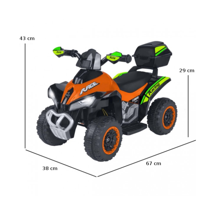 ATV Quad de teren electric pentru copii Globo acumulator 6V portocaliu cu verde