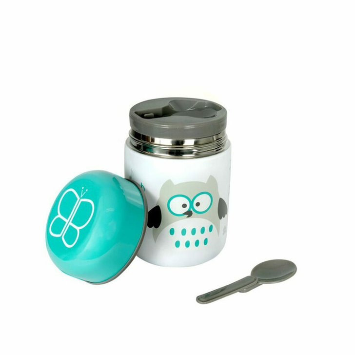 Termos pentru alimente solide, Food, Cu lingurita inclusa, 300 ml, BPA Free, Bbluv, Aqua