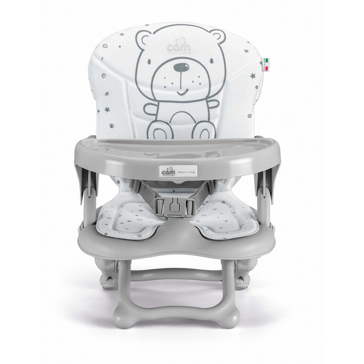 Scaun de Masa CAM Smarty Pop, Inaltime Ajustabila, Varsta 6-36 luni, Pliabil, Centura de Siguranta in 3 Puncte, Bej