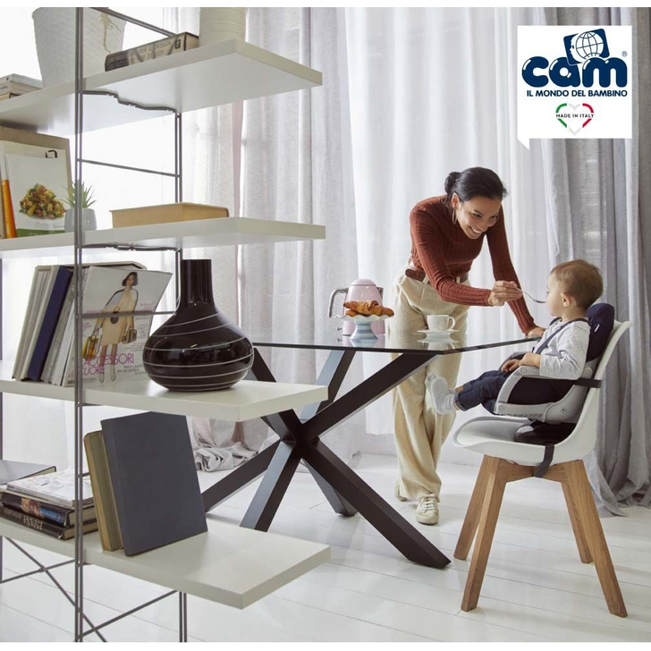 Scaun de Masa CAM Seat Idea, Inaltime Ajustabila, Varsta 6-36 luni, Pliabil, Centura de Siguranta in 5 Puncte, Gri