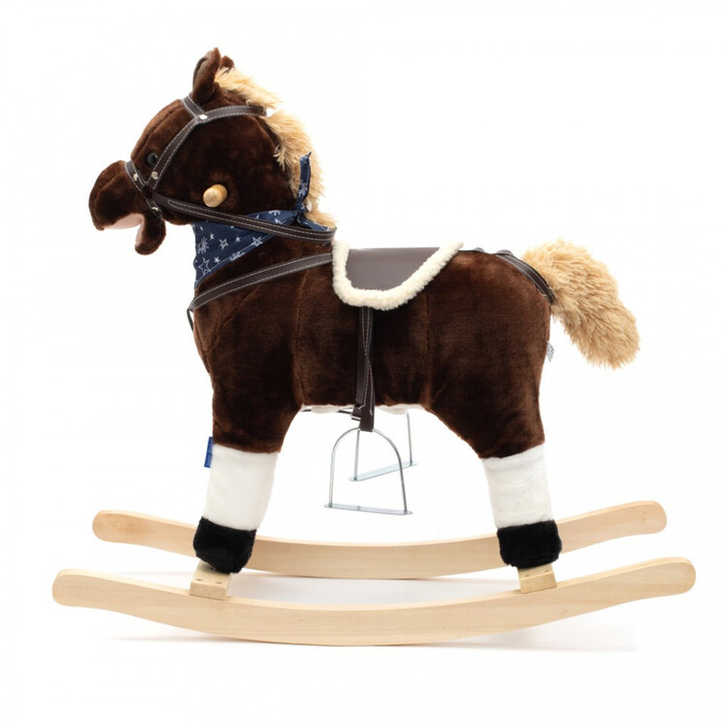 Calut balansoar cu efecte de miscarea gurii si a cozii, cu efecte sonore de cowboy si galop, Baby Mix, maro