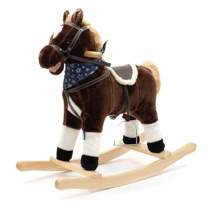 Calut balansoar cu efecte de miscarea gurii si a cozii, cu efecte sonore de cowboy si galop, Baby Mix, maro