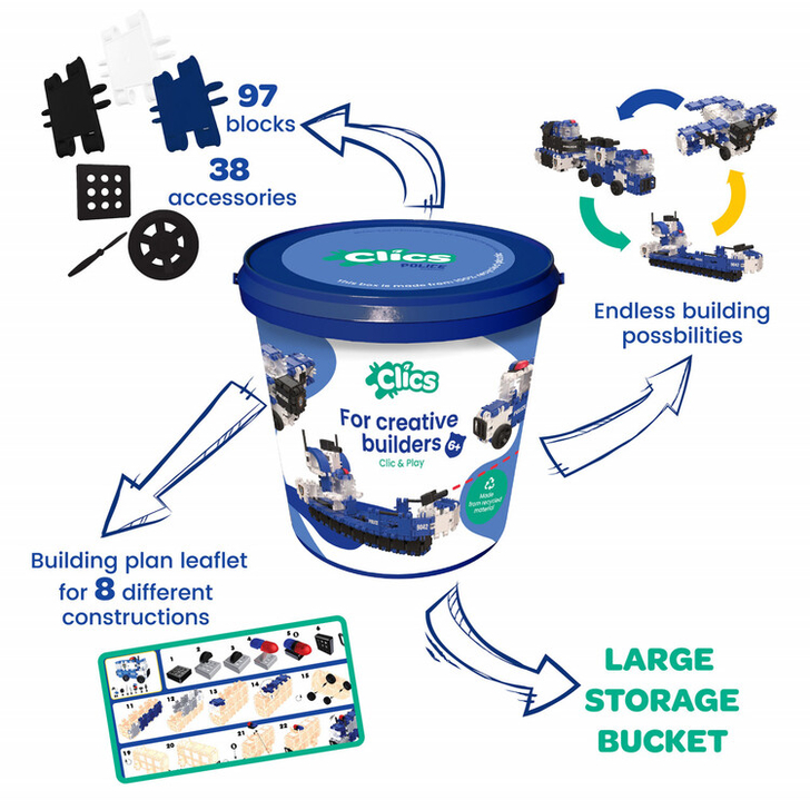 Set Clics de construit vehicule de politie 8 in 1