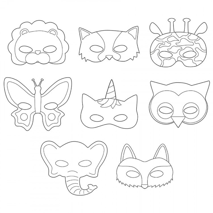 Set 16 masti de colorat, forme cu diverse animale, carton FSC