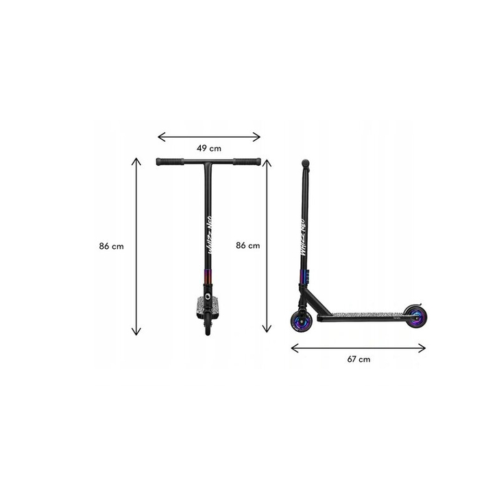 Lionelo - Trotineta Whizz, Pentru Acrobatii, Rulmenti ABEC-9, Sistemul de compresie IHC 9, 20 - 100 kg, Conform cu standardul european de securitate EN14619, Albastru