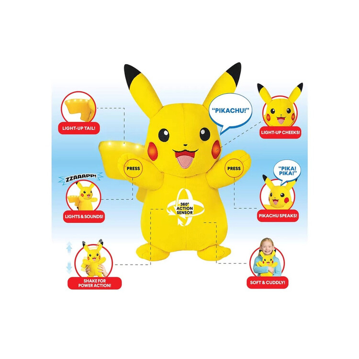 Pokemon - Jucarie de plus cu functii, Power Action, Pikachu