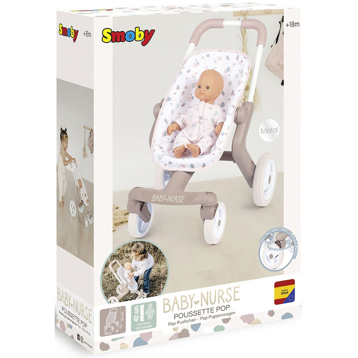 Carucior sport pentru papusi Smoby Baby Nurse Poussette Pop crem