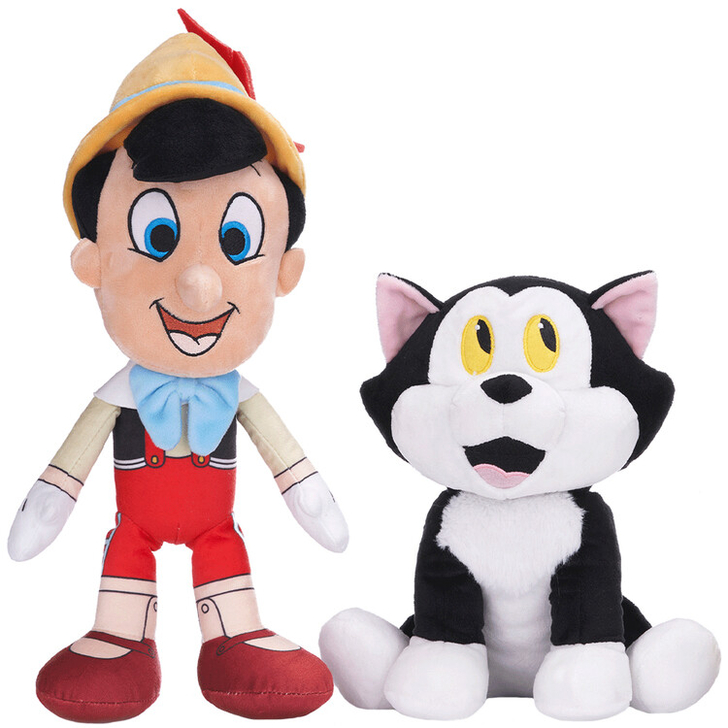 Set 2 jucarii din plus Pinocchio 35 cm si Figaro 24 cm