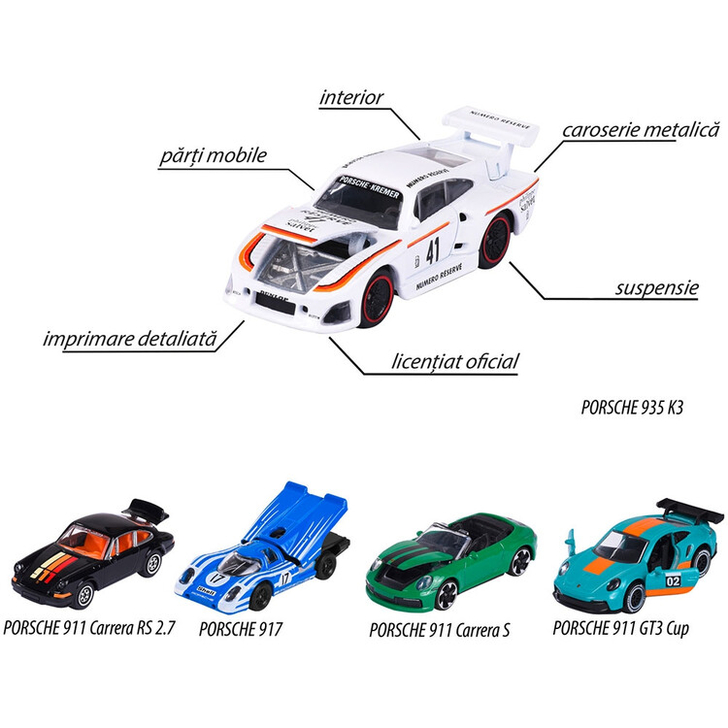 Set Majorette Porsche Motorsport cu 5 masinute