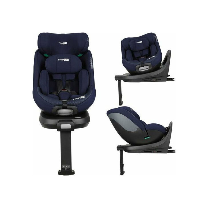 Scaun auto pentru copii, Lotus, Nastere - 125 Cm, Rotire 360° grade, Tehnologie Isofix I-Size, Spatar reglabil, Conform cu standardul european de securitate ECE R129, FreeON, Blue