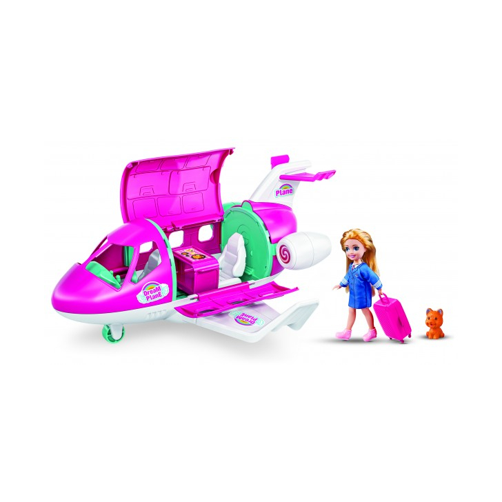 Set de joaca Avion privat cu papusa Evelyn inclusa si animal companie RS Toys