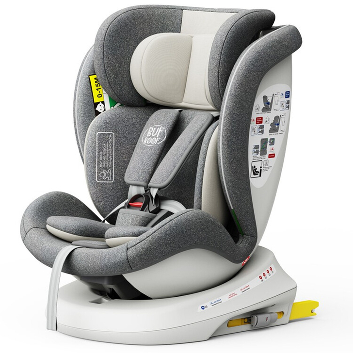 Scaun Auto Tweety Plus DELUXE BUF BOOF iSIZE CreamGrey cu Isofix rotativ 360 grade 40-150 cm