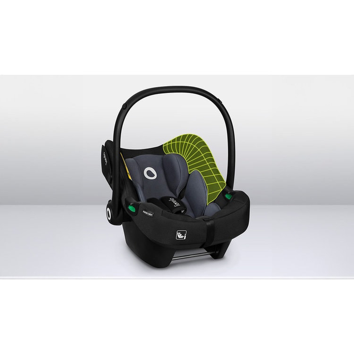 Lionelo - Soica auto i-Size Astrid, 0-13 Kg, 40-87 cm, Cu maner si capotina reglabile, Cu protectie laterala avansata, Salteluta confortabila , Conform cu standardul european de securitate R129, Negru/Gri