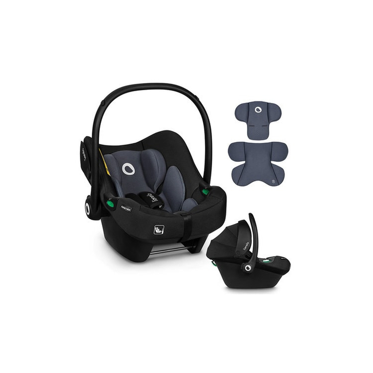 Lionelo - Soica auto i-Size Astrid, 0-13 Kg, 40-87 cm, Cu maner si capotina reglabile, Cu protectie laterala avansata, Salteluta confortabila , Conform cu standardul european de securitate R129, Negru/Gri