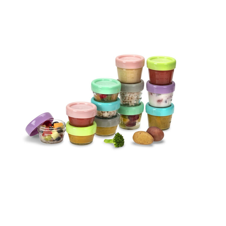 SET 12 RECIPIENT STICLA PENTRU HRANA BEBE, MELII, 6*59 ML + 6*118 ML