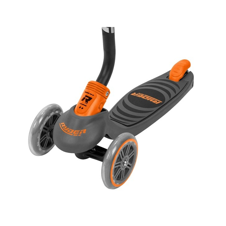 Trotineta pentru copii cu 3 roti Saica Ryder Neo 3401 cu roti din silicon reglabila pe inaltime pliabila portocaliu cu negru
