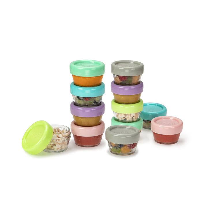 SET 12 RECIPIENT STICLA PENTRU HRANA BEBE, MELII, 59 ML
