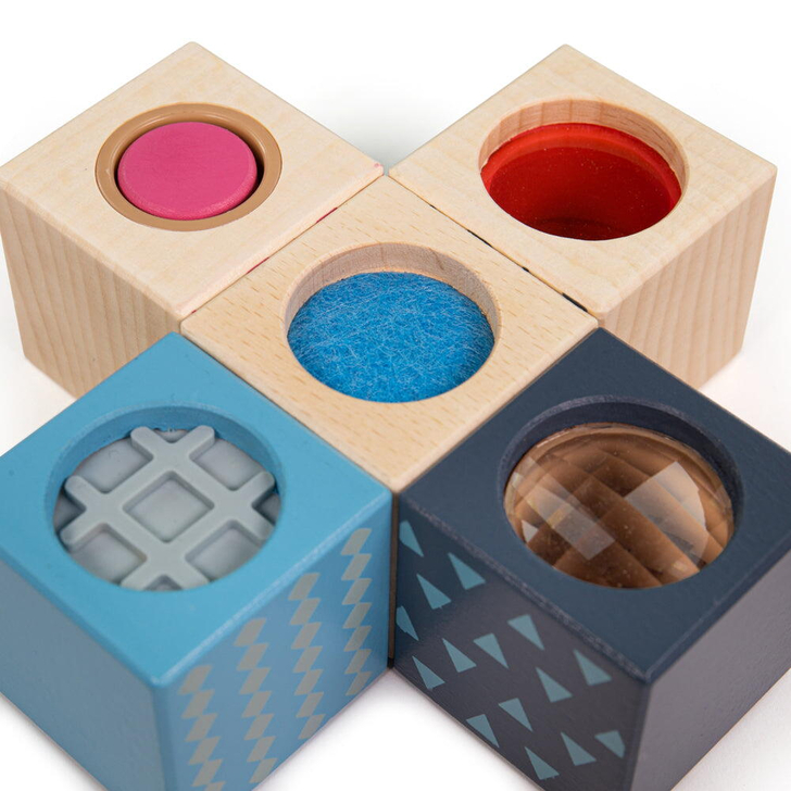 Set 8 cuburi senzoriale din lemn