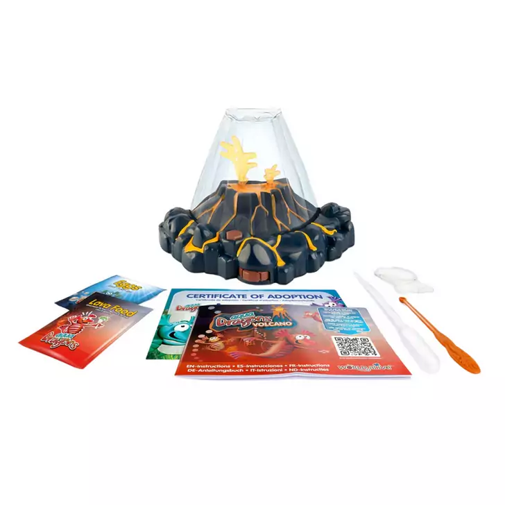 Set educativ STEM - AQUA DRAGONS   Habitat VULCAN cu lava - acvariu cu LED si Aqua Dragons rosii