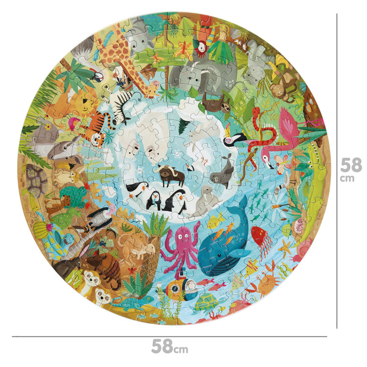 Puzzle rotund, 150 piese, Boppi - Animale din intreaga lume
