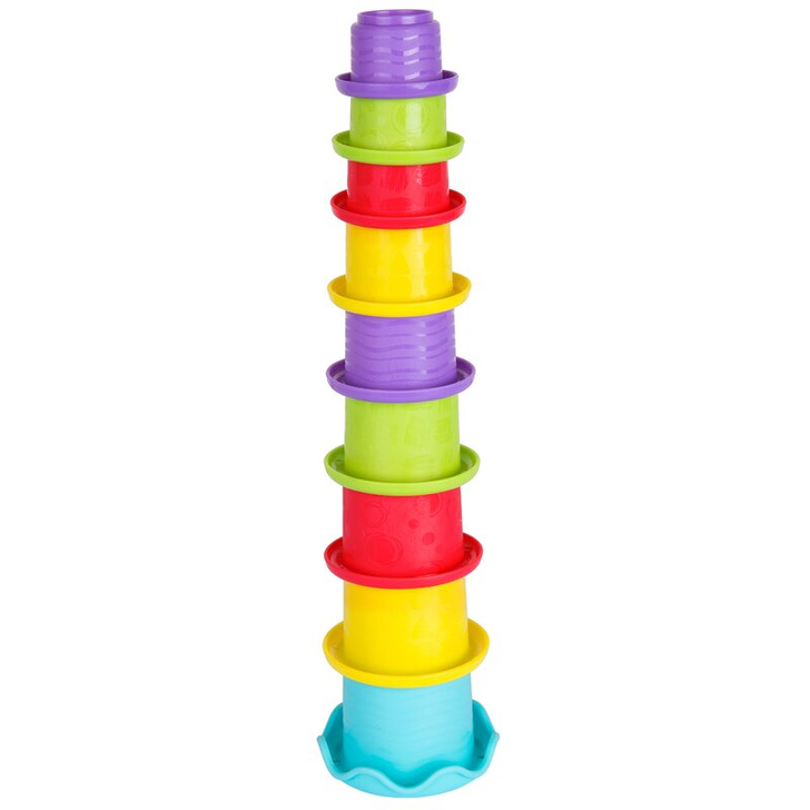 Set jucarii interactive, Playgro, Include 6 cupe pentru stivuire, 6 inele, o jucarie din plus si o jucarie cu ventuza, 6 luni+, Sensory Llama Explore and Play Gift Pack